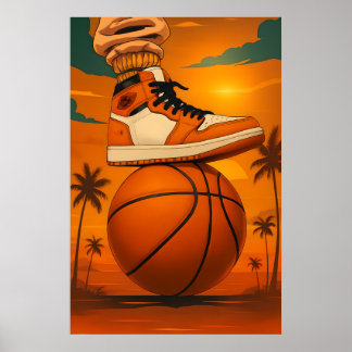 Sunset Vibes Sneaker på basketboll Poster