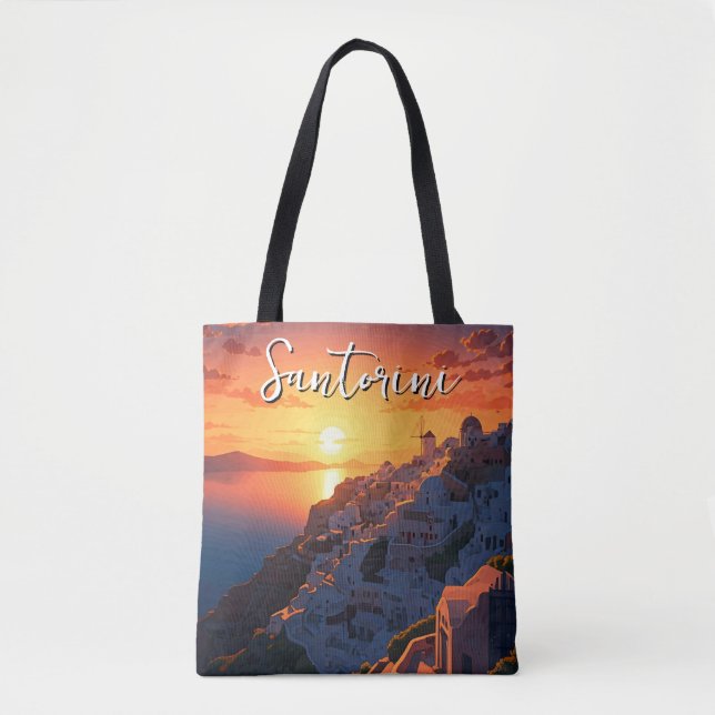 Sunset View Santorini Greece Cyclades Travel Tygkasse (Framsida)