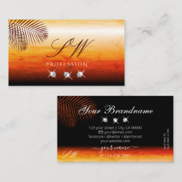 Sunset Watercolor Handflatan Löv Diamonds Initiale Visitkort