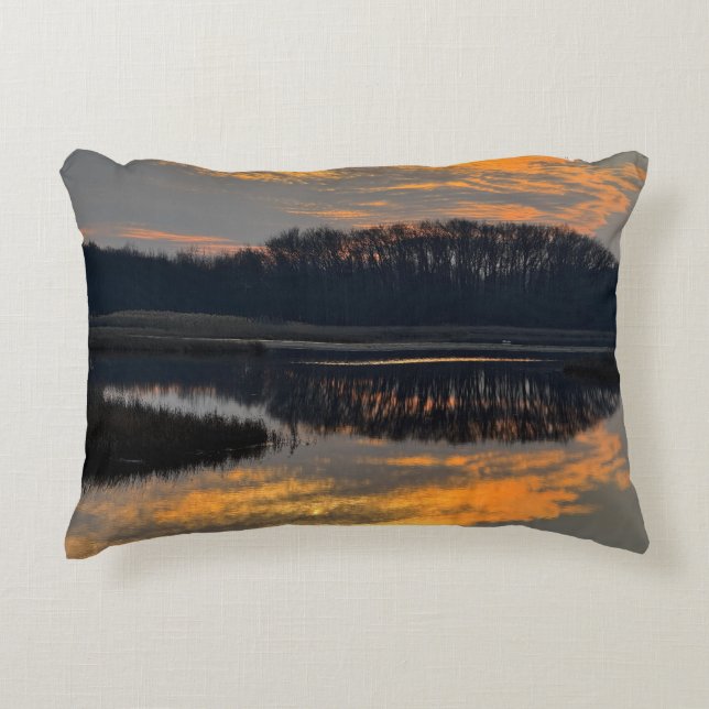 Sunset Waterscape Reflection Photo Pillow Prydnadskudde (Framsidan)