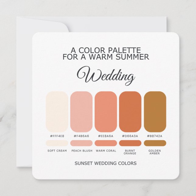 Sunset Wedding Color Palette Card Inbjudningar (Framsida)