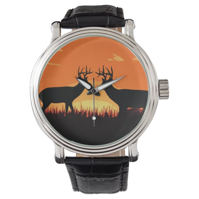 Sunset Whitetail Hjort Armbandsur (Framsida)