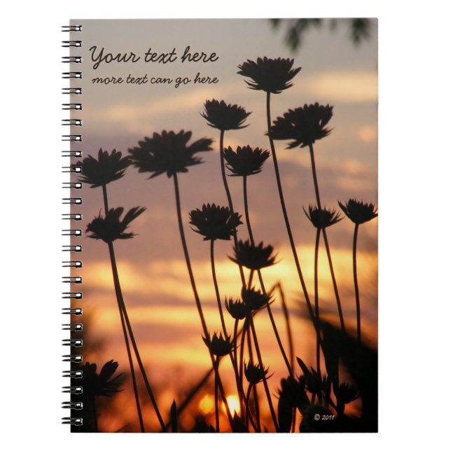 Sunset Wildblommor Notebook Anteckningsbok Med Spiral (Framsidan)