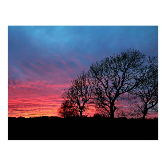 Sunset with red sky vykort