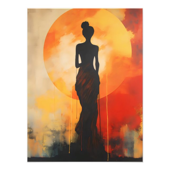Sunset Woman Abstrakt Art Fototryck (Framsidan)