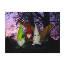 Sunset Woodland Gnomes Helgdag Postcard