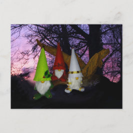 Sunset Woodland Gnomes Helgdag Postcard Helg Vykort