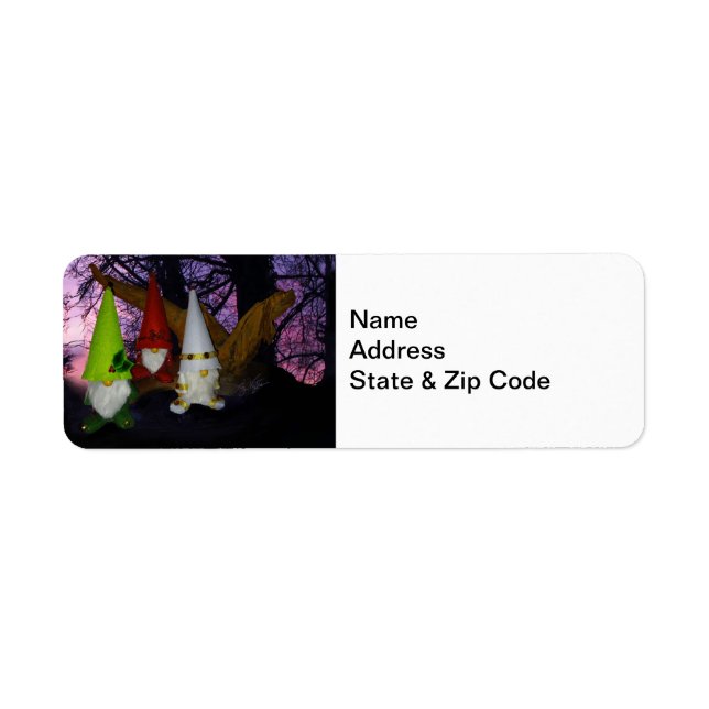 Sunset Woodland Gnomes Return-adressetikett Returadress Etikett (Framsidan)