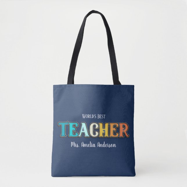 Sunset World's Best Teacher Appreciation Gift Tygkasse (Framsida)