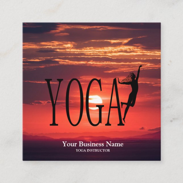 Sunset Yoga Fyrkantigt Visitkort (Framsida)