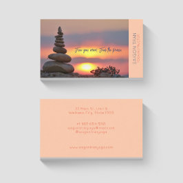 Sunset Zen Stones Yoga Instructor Peach Visitkort
