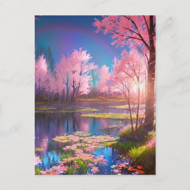 Sunset's Beauty Unveiled in the Wetlands Vykort (Framsida)