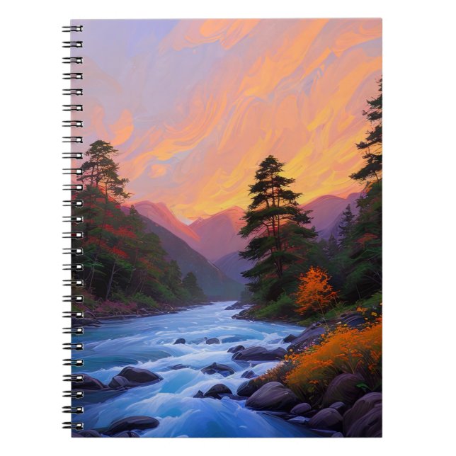 Sunset's Dance on the Stream Anteckningsbok (Framsidan)