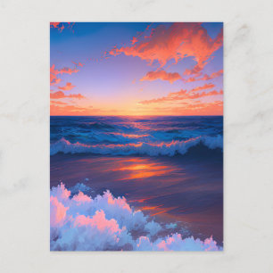 Sunset's Dance with the Ocean Vinkar Vykort