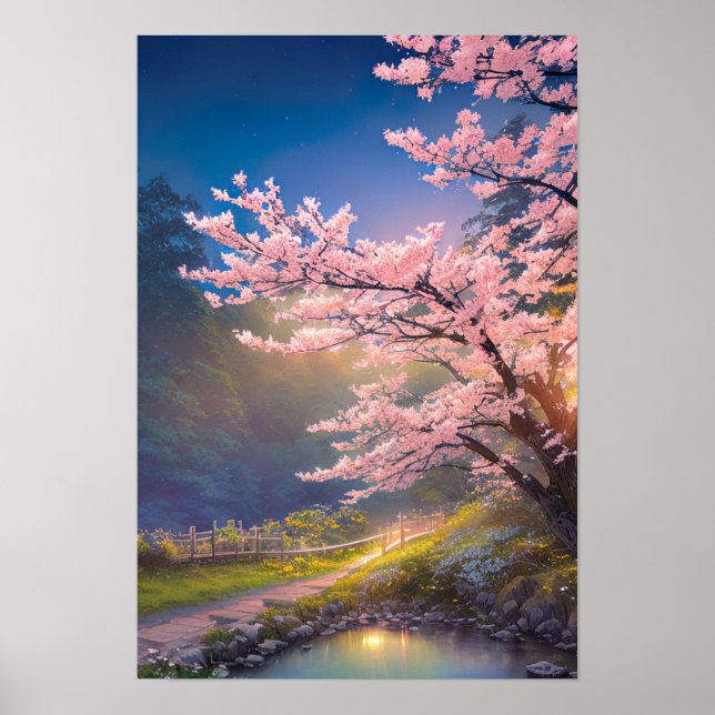 Sunsets glöd och Sakuras Grace Poster (Framsidan)