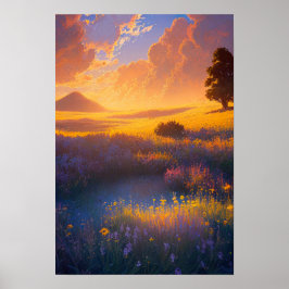 Sunset's Meadow Symphony Poster