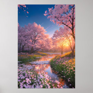 Sunsets Sakura Reverie Poster