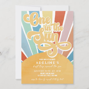 Sunshine 1:a födelsedag regnbåge Colorful Boho Inbjudningar