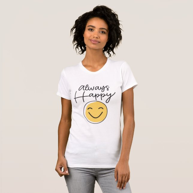 Sunshine "Always Happy" Retro T-shirt - Vibrant Sm (Hel framsida)