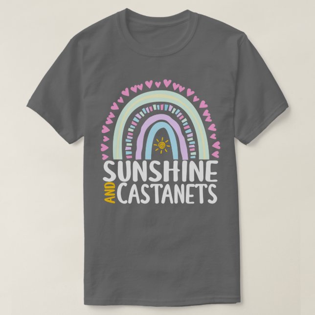 Sunshine and Castanets Cute Rainbow Gift for Women T Shirt (Design framsida)