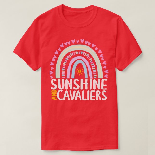 Sunshine and Cavaliers Cute Rainbow Gift for Women T Shirt (Design framsida)