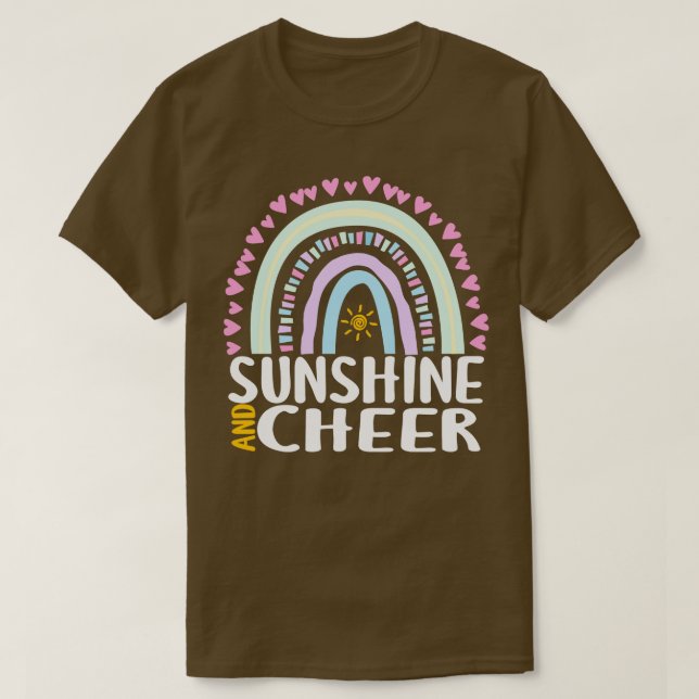 Sunshine and Cheer Cute Rainbow Gift for Womens Ki T Shirt (Design framsida)