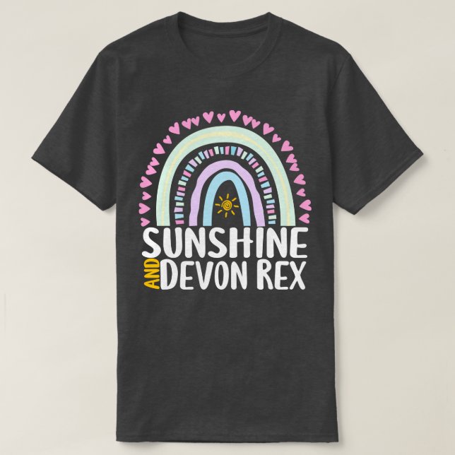 Sunshine and Devon Rex Cute Rainbow Gift for Women T Shirt (Design framsida)