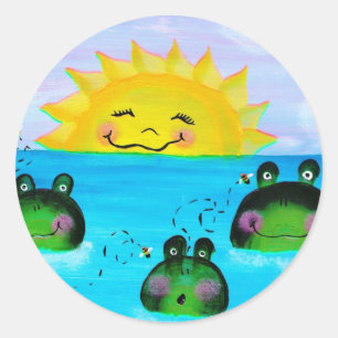 SUNSHINE and Frogs Sticker Runt Klistermärke