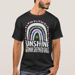 Sunshine and German Shepherd Hundar Cute Rainbow G T Shirt