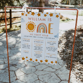 Sunshine and Rainbow 1st Birthday Milestone Board Poster
