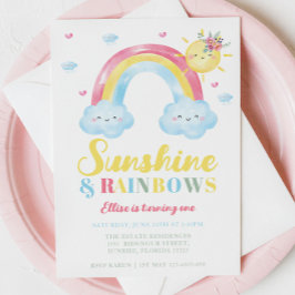 Sunshine and Rainbows First Birthday Inbjudningar