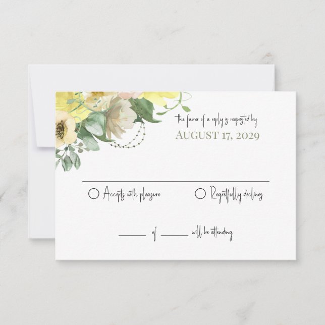 Sunshine and Roses Wedding Reply Inbjudningar (Framsida)