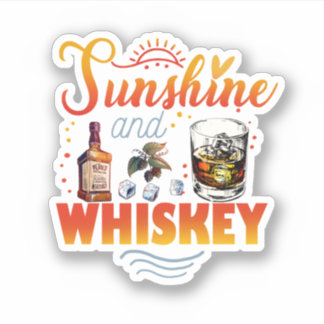 Sunshine and Whiskey Funny Beach Summer Vacation Klistermärken
