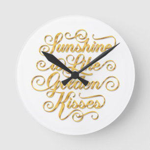 Sunshine är som Golden Kisses Wall Clock Rund Klocka
