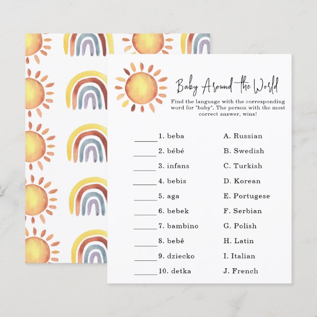 Sunshine - Baby around the world game (Fram/baksida)