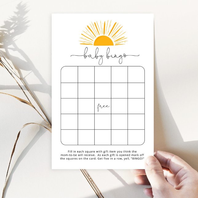 Sunshine baby bingo-spel. Sol babydusch bingo (Skapare uppladdad)
