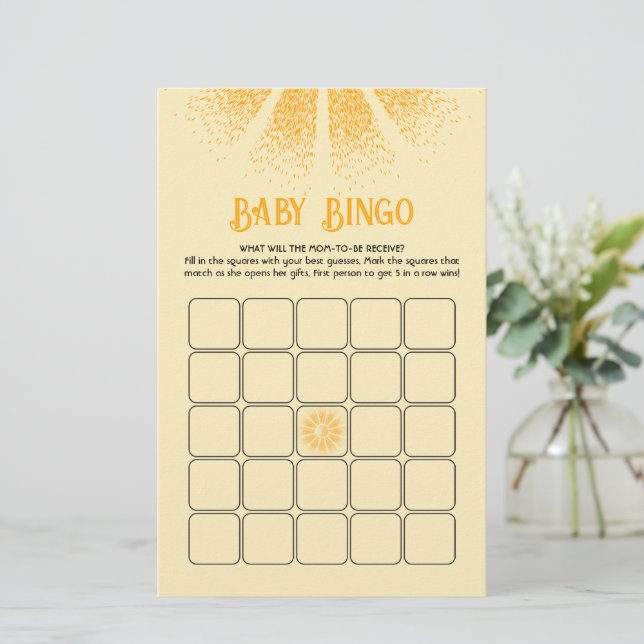 Sunshine Baby dusch bingo-spel (Stående Fram)