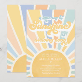 Sunshine Baby Shower Boho Muted Rainbow Sunshine Inbjudningar
