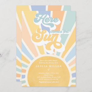 Sunshine Baby Shower Boho Muted Rainbow Sunshine Inbjudningar