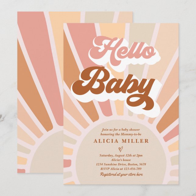 Sunshine Baby Shower Boho Muted Rainbow Sunshine Inbjudningar (Fram/baksida)