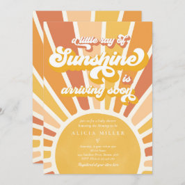 Sunshine Baby Shower Boho Retro Gult Sunshine Inbjudningar