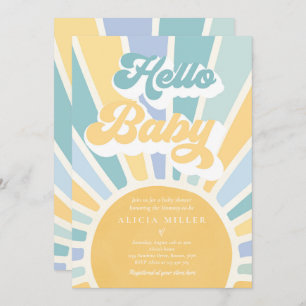 Sunshine Baby Shower Boho Retro Gult Sunshine Inbjudningar