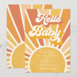 Sunshine Baby Shower Boho Retro Gult Sunshine Inbjudningar