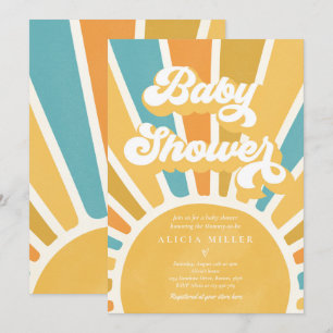 Sunshine Baby Shower Boho Retro Gult Sunshine Inbjudningar