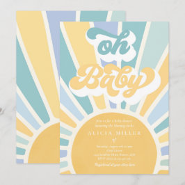 Sunshine Baby Shower Boho Retro Gult Sunshine Inbjudningar