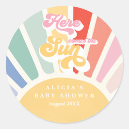 Sunshine Baby Shower Boho Retro Rainbow Favors Runt Klistermärke