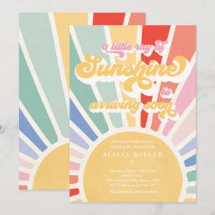 Sunshine Baby Shower Boho Retro Rainbow Sunshine Inbjudningar
