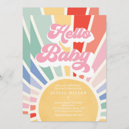 Sunshine Baby Shower Boho Retro Rainbow Sunshine Inbjudningar