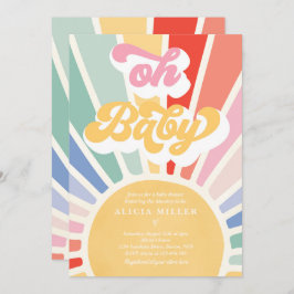 Sunshine Baby Shower Boho Retro Rainbow Sunshine Inbjudningar