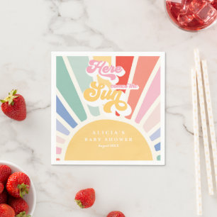 Sunshine Baby Shower Boho Retro Rainbow Sunshine Pappersservett